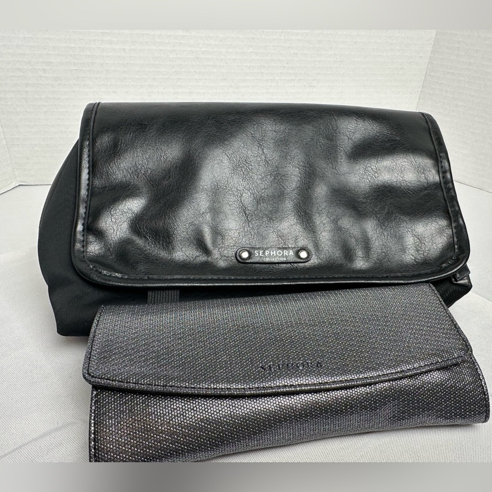 2 Sephora makeup bags 1 with brushes